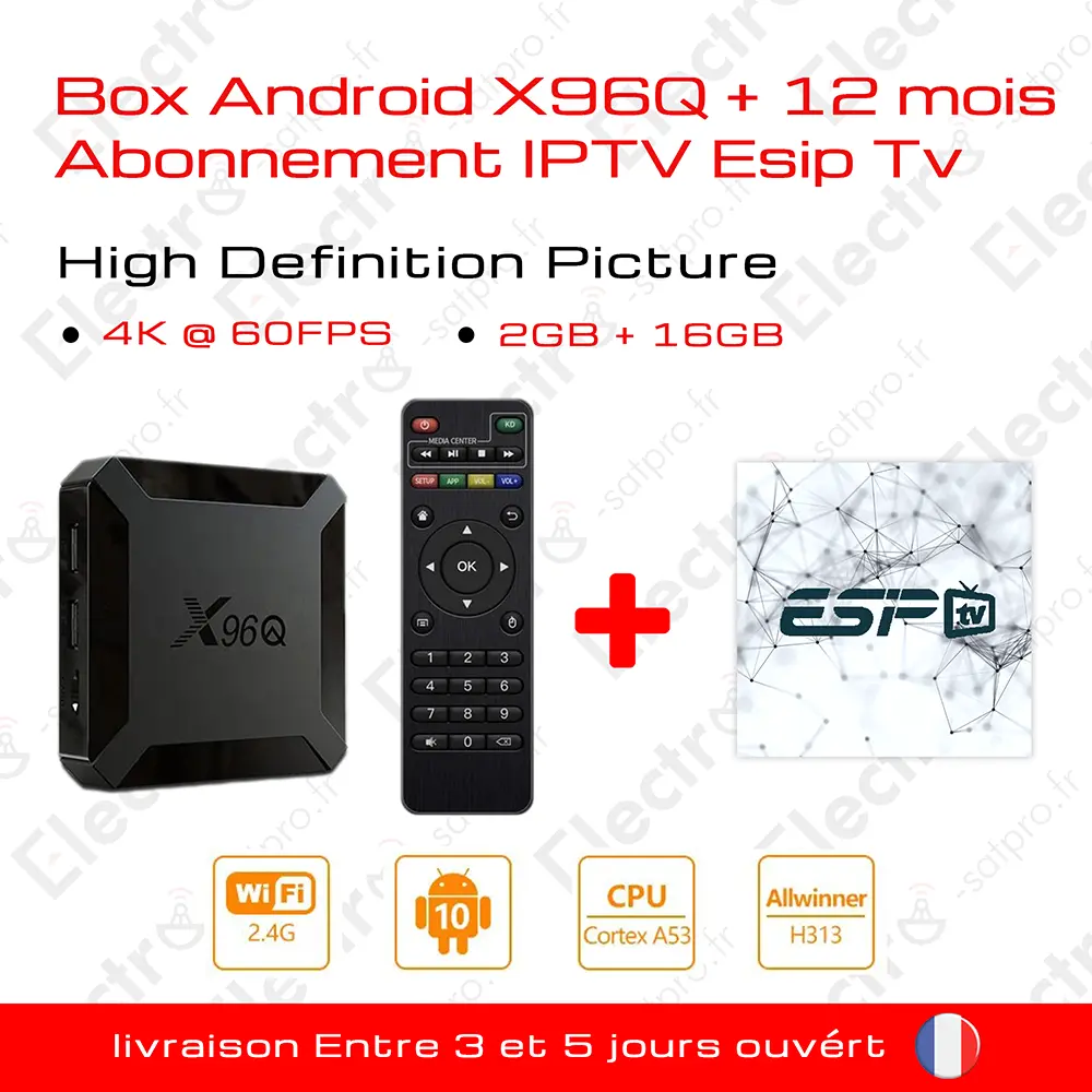 Box android X96Q + 12 Mois Abonnement ESP TV
